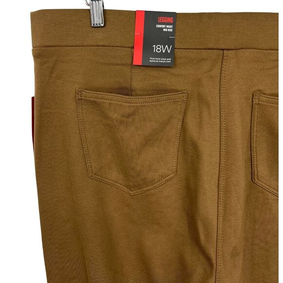 Style & Co Woman Ponte Legging 18W 18 Tobacco Mid Rise Comfortable Waist New - Picture 3 of 7